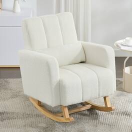 GOODSILO - Accent Rocking Chair with Pillow, Ultimate Comfort for Your Home, Teddy Velvet - Cream White