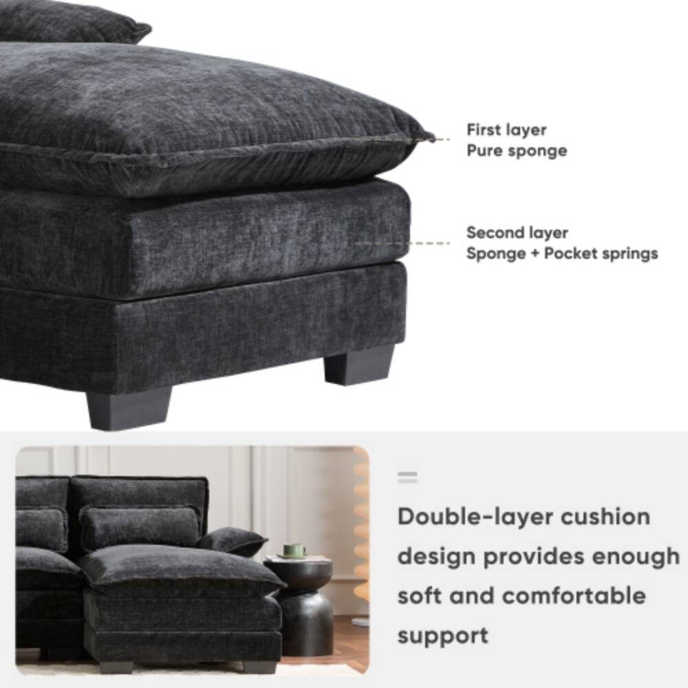 First layer: Pure sponge  
Second layer: Sponge + Pocket springs  

Double-layer cushion design provides enough soft and comfortable support