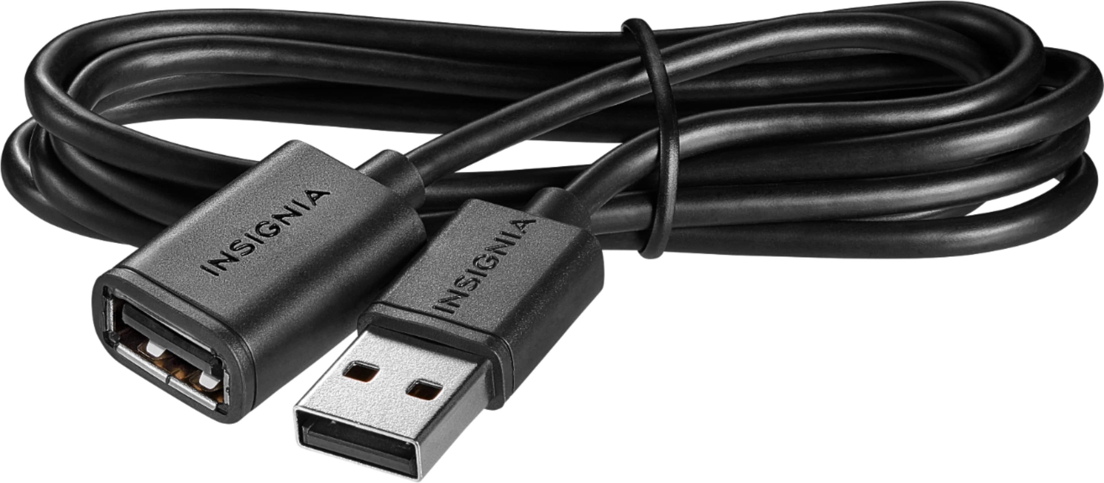 Left. Insignia™ - 3' USB-A-to-USB-A Extension Cable - Black.