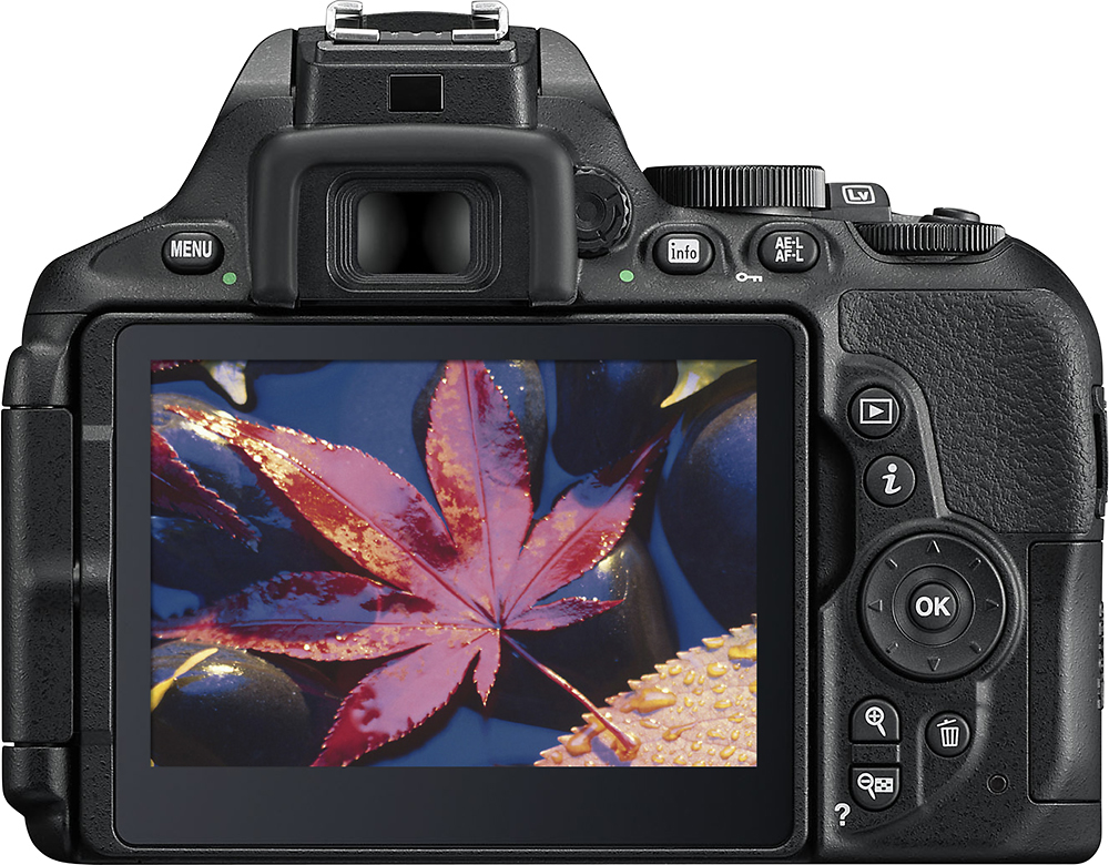 Back View: Nikon - D5600 DSLR Camera with AF-P DX NIKKOR 18-55mm f/3.5-5.6G VR Lens - Black