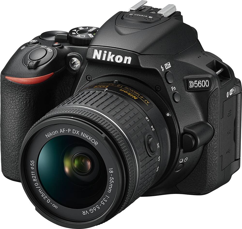 Left. Nikon - D5600 DSLR Camera with AF-P DX NIKKOR 18-55mm f/3.5-5.6G VR Lens - Black.