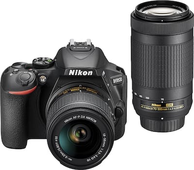 Nikon - D5600 DSLR Two Lens Kit with 18-55mm and 70-300mm Lenses - Black