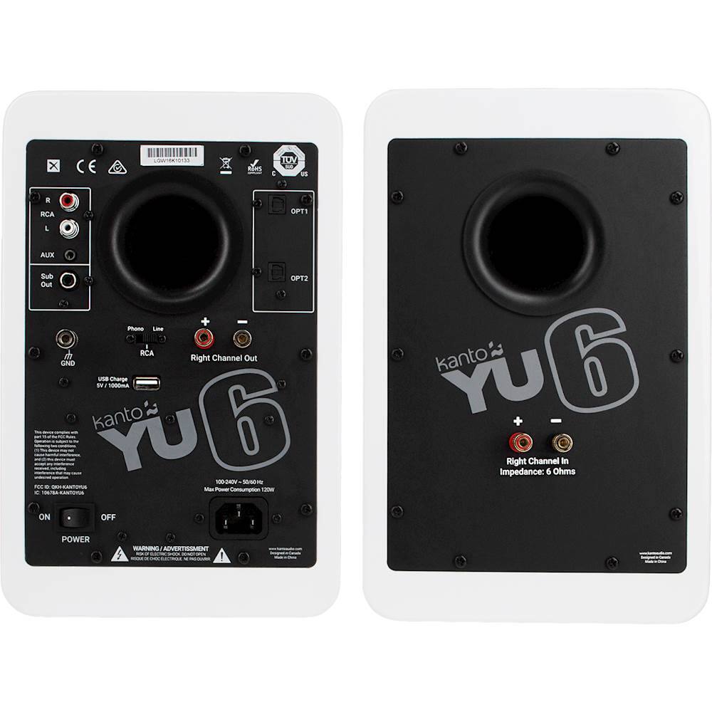 Back. Kanto - 5-1/4" Powered Wireless 2-Way Bookshelf Speakers (Pair) - Matte White.