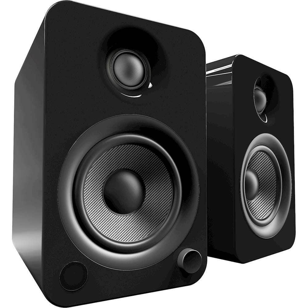 Kanto - 4" Wireless 2-Way Bookshelf Speakers (Pair) - Gloss Black - Larger Front