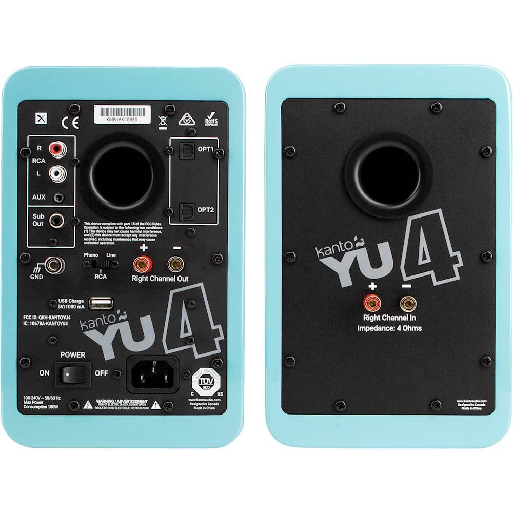 Back. Kanto - 4" Wireless 2-Way Bookshelf Speakers (Pair) - Gloss Teal.