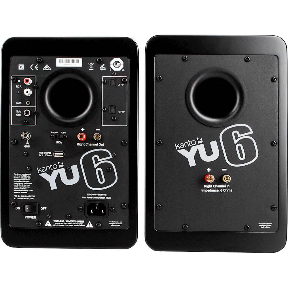 Back. Kanto - 5-1/4" Powered Wireless 2-Way Bookshelf Speakers (Pair) - Matte Black.