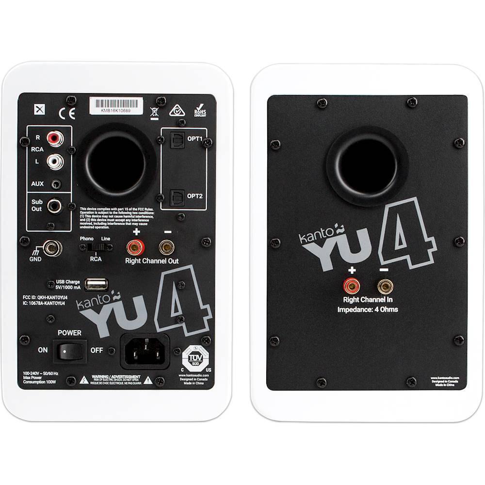 Back. Kanto - 4" Wireless 2-Way Bookshelf Speakers (Pair) - Gloss White.