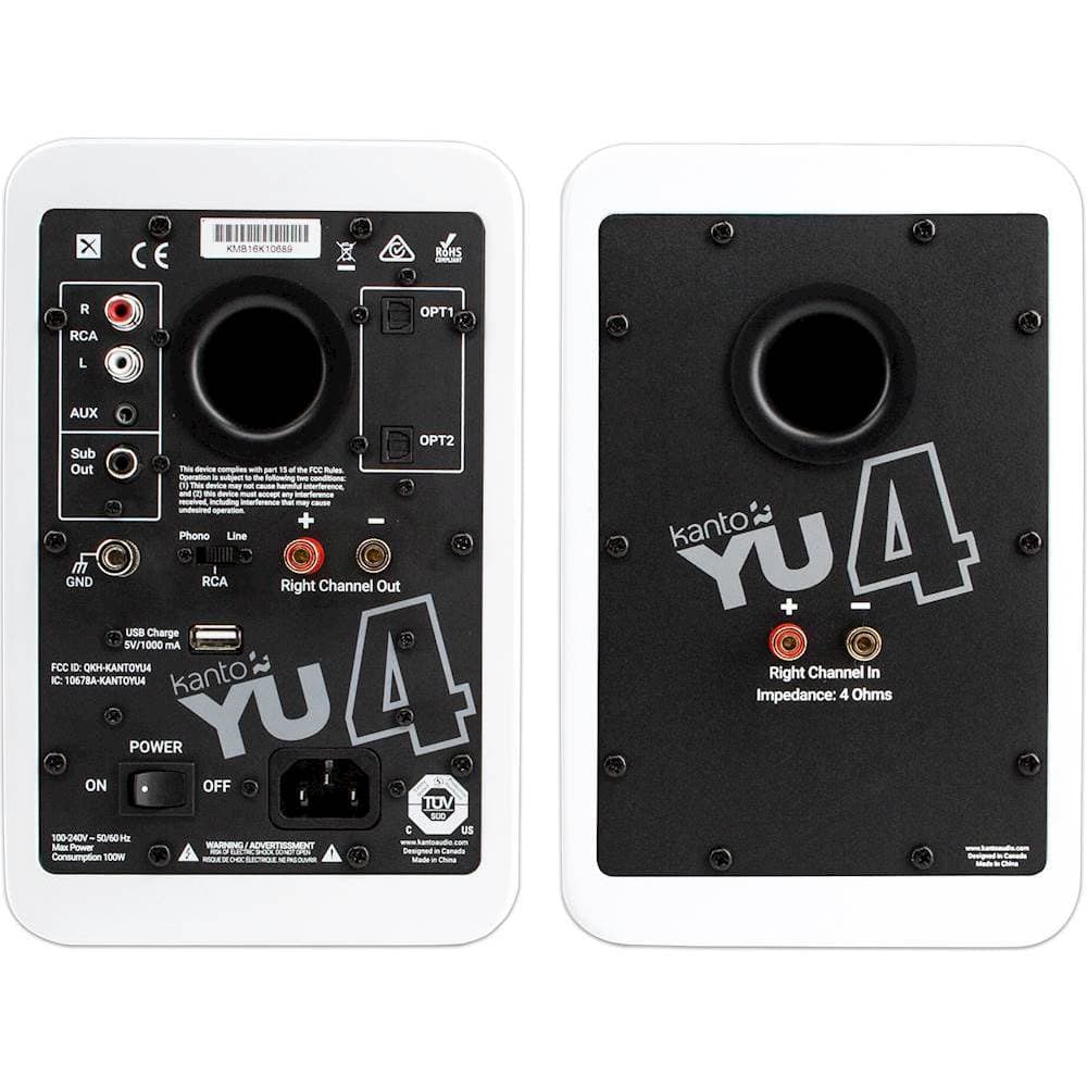 Back. Kanto - 4" Wireless 2-Way Bookshelf Speakers (Pair) - Matte White.