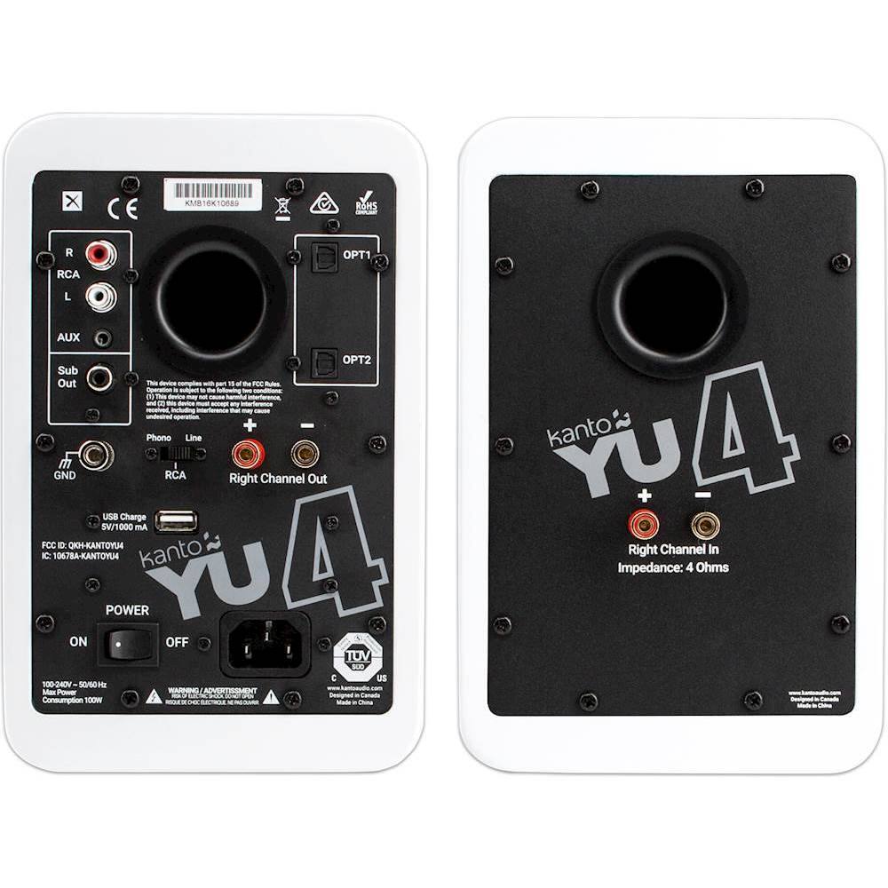 Back. Kanto - 4" Wireless 2-Way Bookshelf Speakers (Pair) - Matte White.