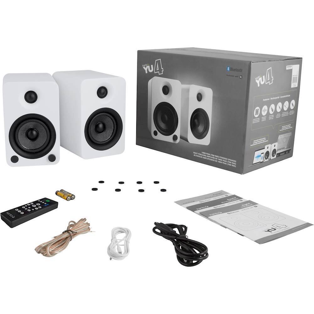 Alt View 12. Kanto - 4" Wireless 2-Way Bookshelf Speakers (Pair) - Matte White.