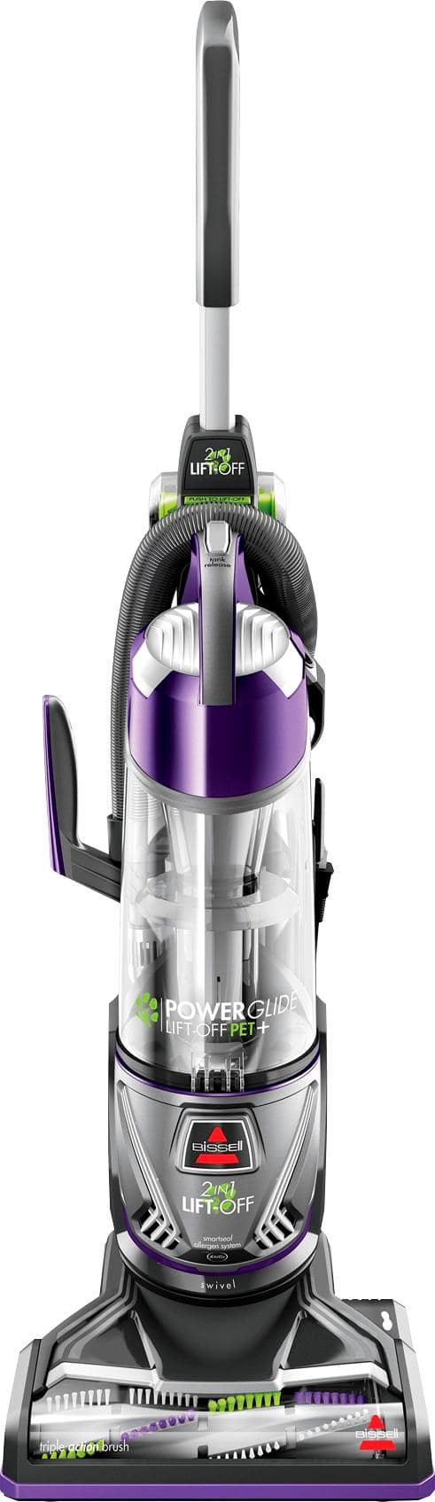 BISSELL - PowerGlide LiftOff Bagless Pet Upright Vacuum - Purple/Black - Larger Front