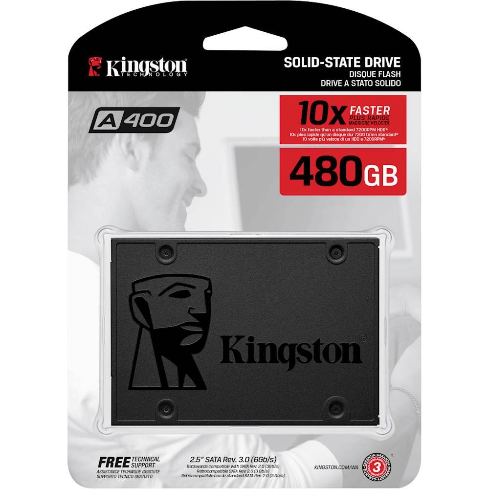 Alt View 11. Kingston - A400 480GB Internal SSD SATA - Black.