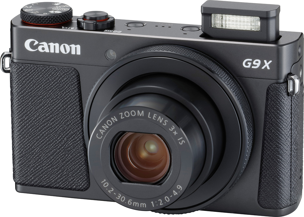 Left View: Canon - PowerShot G9 X Mark II 20.1-Megapixel Digital Camera - Black