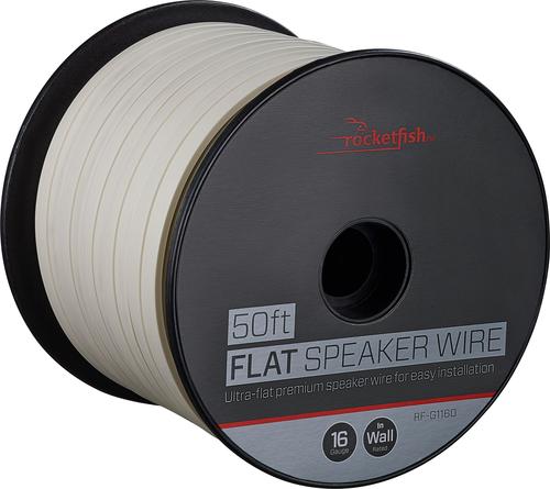 Rocketfish™ - 50' Spool Ultra-Flat Speaker Wire - White