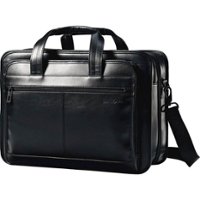Samsonite - Leather Expandable Business Briefcase - Black - Front_Zoom