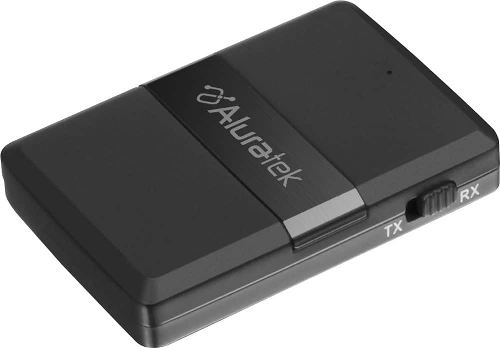 Left. Aluratek - Bluetooth Wireless Audio Transmitter and Receiver for TV and other audio devices - Black.