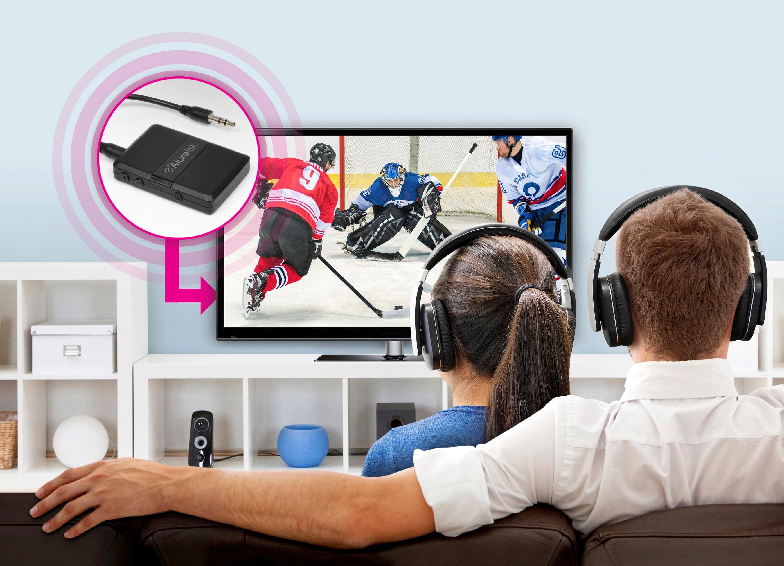 Alt View 13. Aluratek - Bluetooth Wireless Audio Transmitter and Receiver for TV and other audio devices - Black.