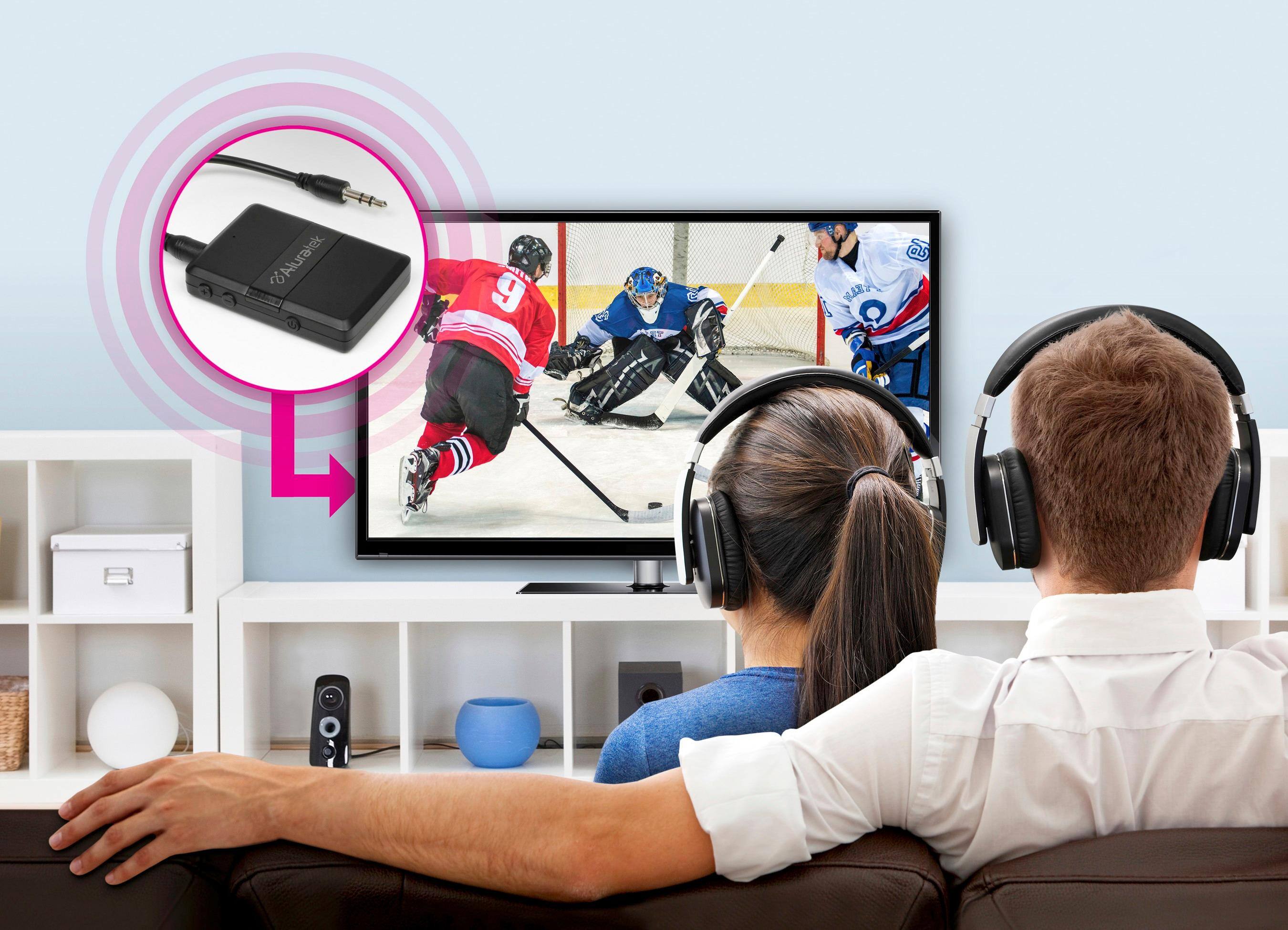 Alt View 13. Aluratek - Bluetooth Wireless Audio Transmitter and Receiver for TV and other audio devices - Black.