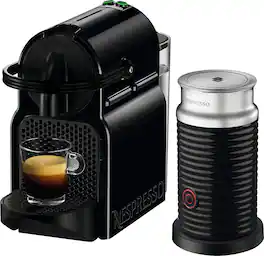 Nespresso - Inissia Espresso Machine with Aeroccino Milk Frother by DeLonghi - Intense Black