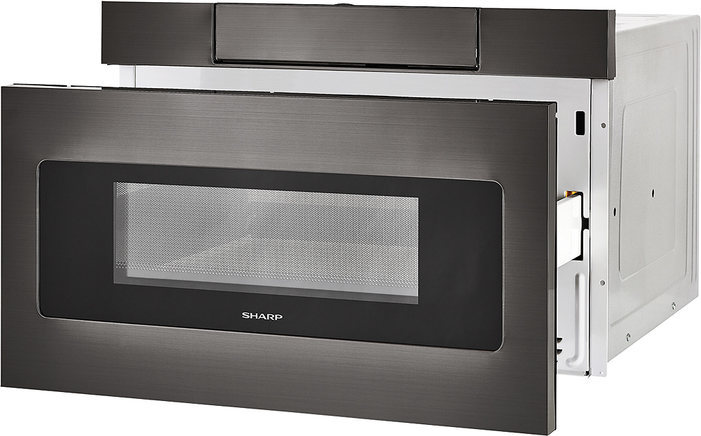 Left View: Sharp - 24" 1.2 Cu. Ft. Built-In Microwave Drawer - Black stainless steel