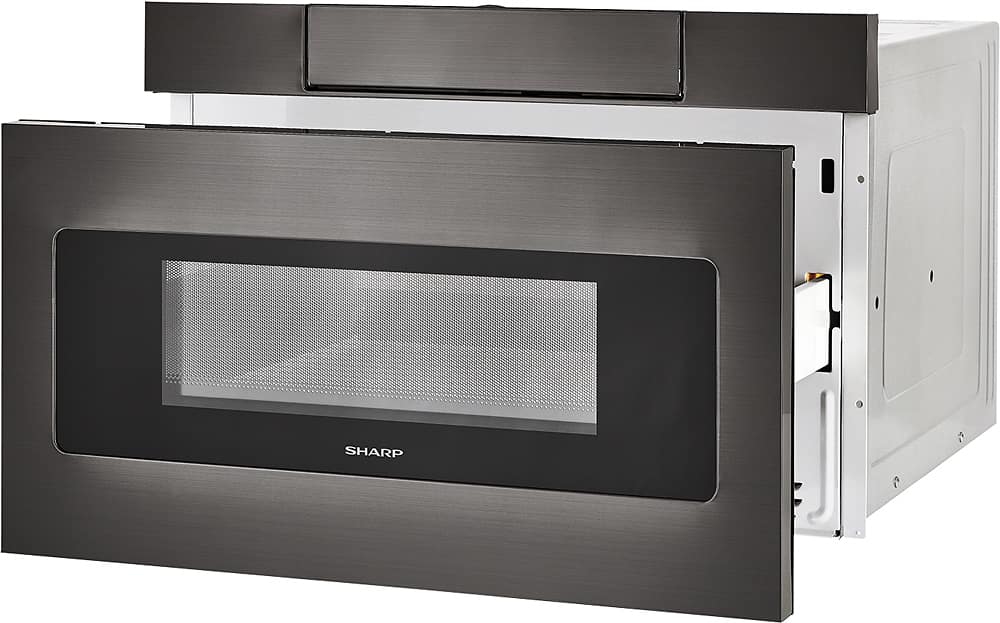 Left. Sharp - 1.2 Cu. Ft. Built-in Microwave Drawer with Sensor Cooking - Black Stainless Steel.