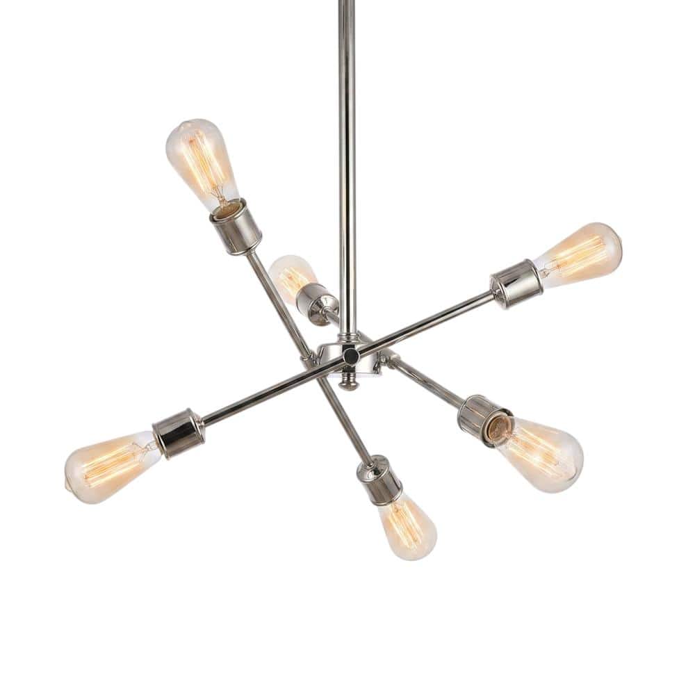 Living District - Axel 6 Lights Flush Mount - Polished Nickel