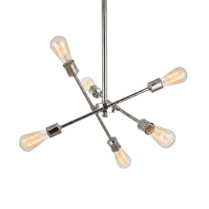 Front. Living District - Axel 6 Lights polished Nickel Flush Mount - Polished Nickel.