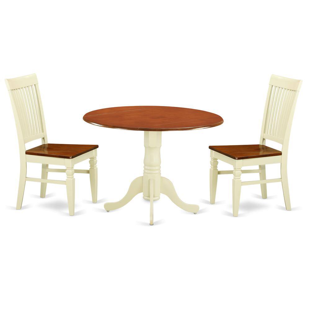 Angle. East West Furniture - Dining Room Set Buttermilk & Cherry - Brown.