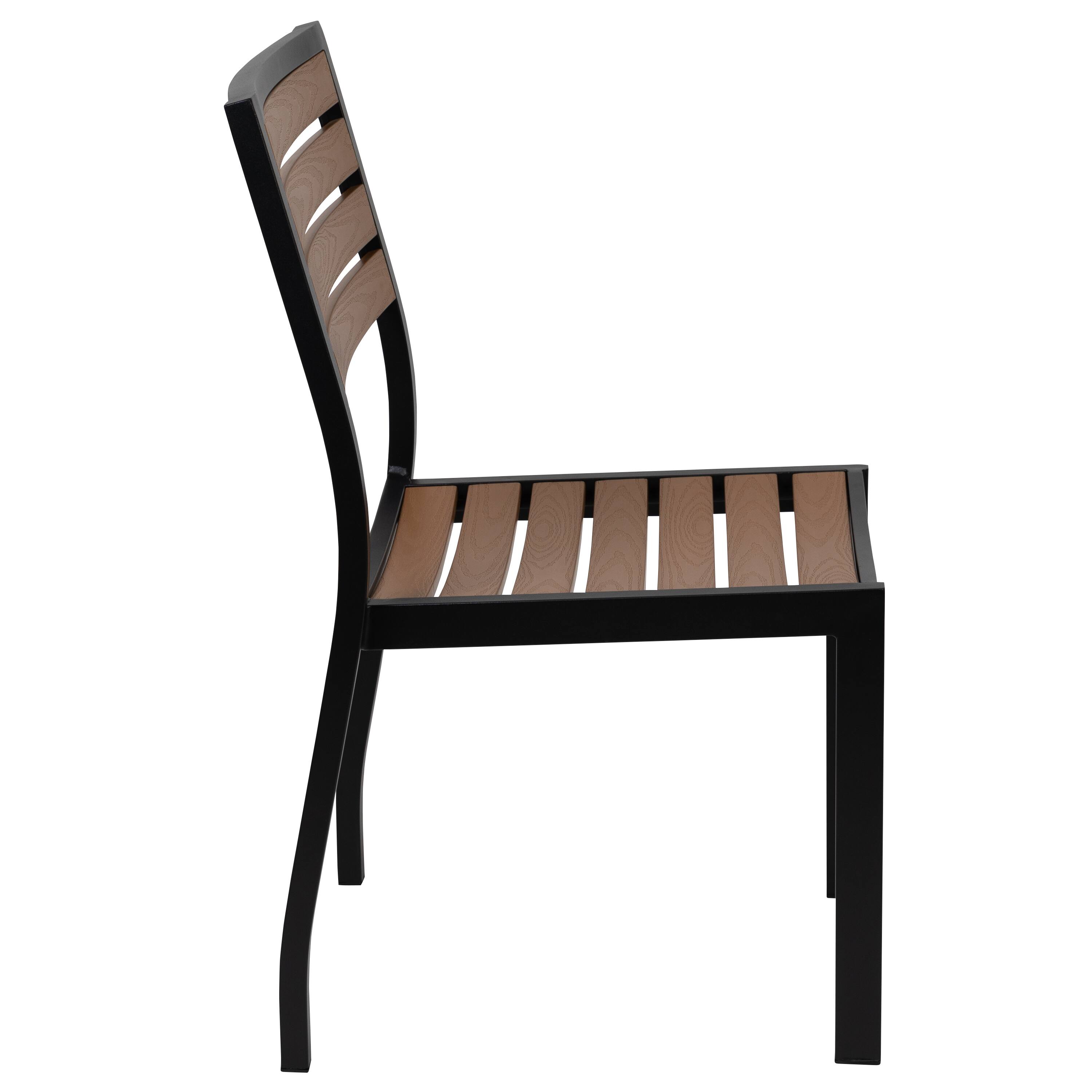 Alt View 7. Emma + Oliver - 2 Pack Outdoor Faux Teak Side Chair with Poly Slats - Teak Patio Chair - Teak.