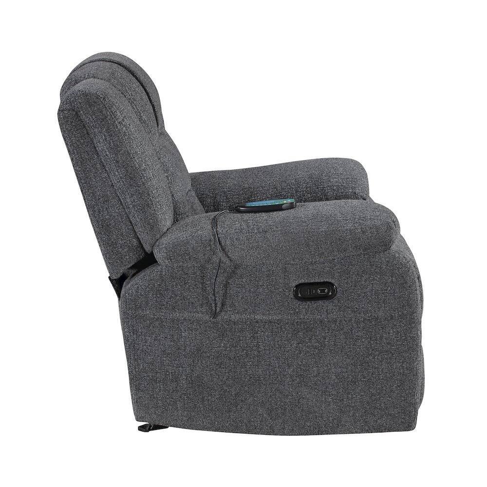 Alt View 1. New Classic Furniture - Redondo Chenille Glider Recliner with Power in Dark Gray - Dark Gray.