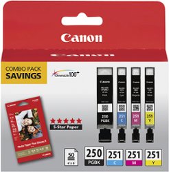 Canon - 250/251 4-Pack Standard Capacity Ink Cartridges + Photo Paper - Black/Cyan/Magenta/Yellow - Front_Zoom