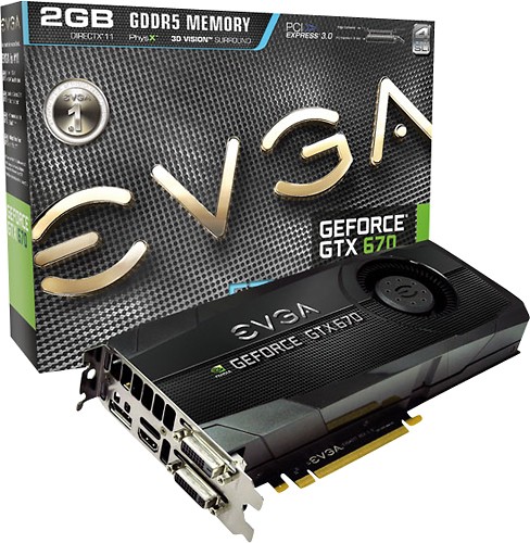  EVGA - GeForce GTX 670 Graphic Card - 1006 MHz Core - 2 GB GDDR5 SDRAM - PCI-Express 3.0 x16