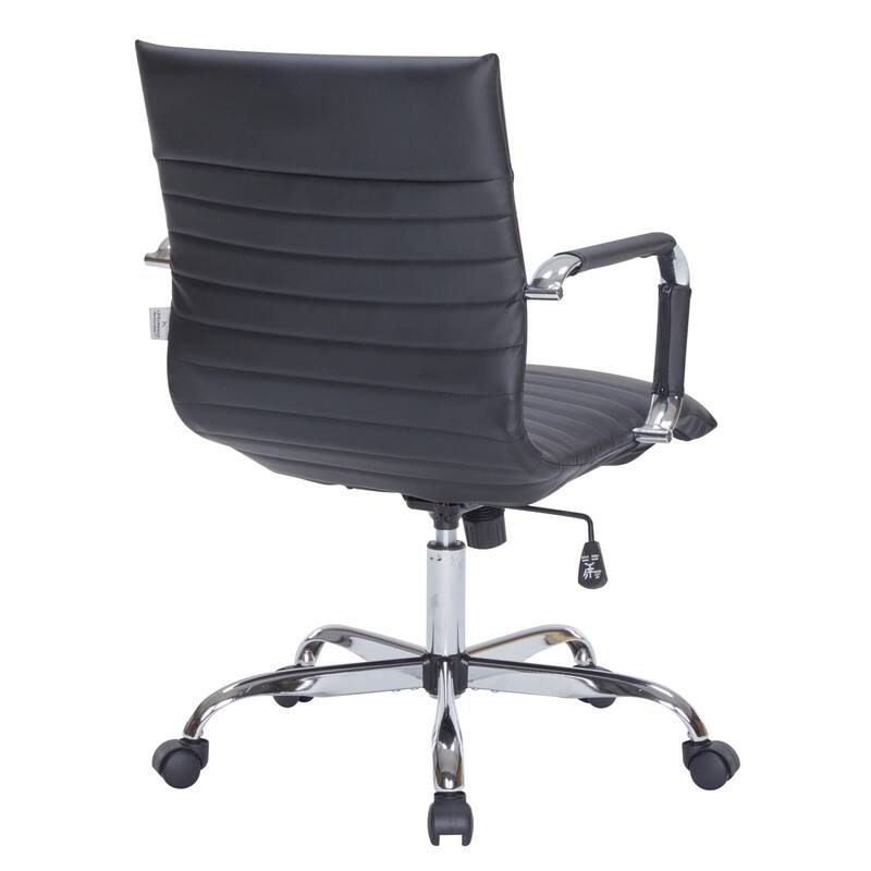 Alt View 6. LeisureMod - Harris Mid-Back Leather Office Chair Adjustable Height Tilt Computer Task Chair with 360-Degree Swivel - Black.