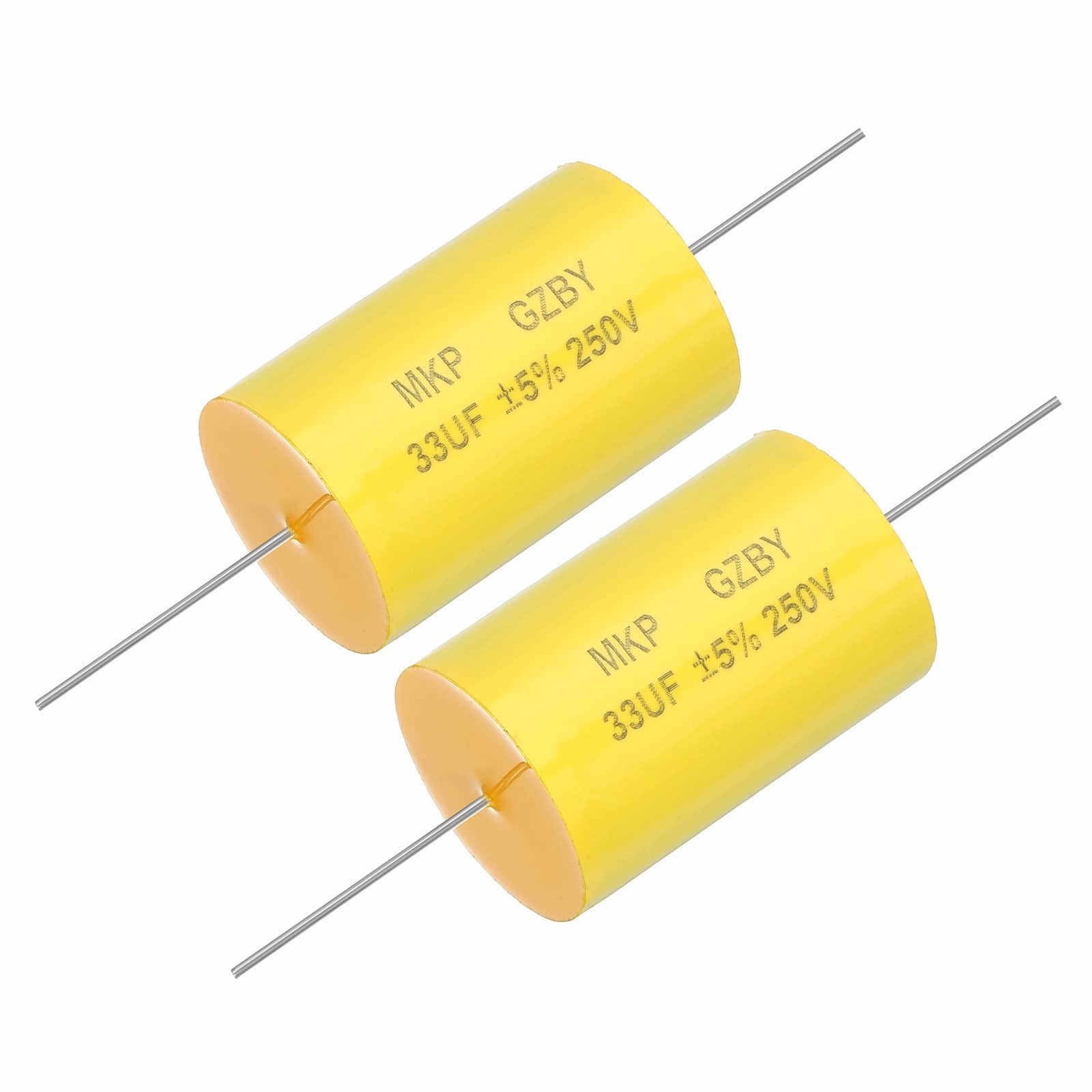 Unique Bargains - 2pcs 33uf Frequency Divider Capacitor, 250V Axial Audio Speaker Crossover MKP Film Capacitor - Yellow price history on PriceWatchPro