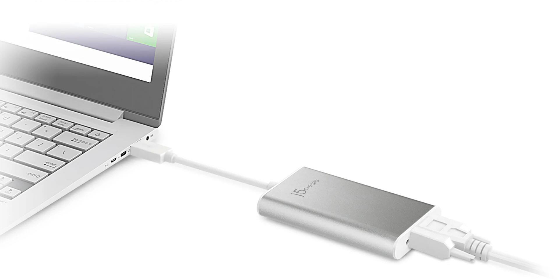 Alt View 1. j5create - USB 2.0 VGA Display Adapter - Silver.