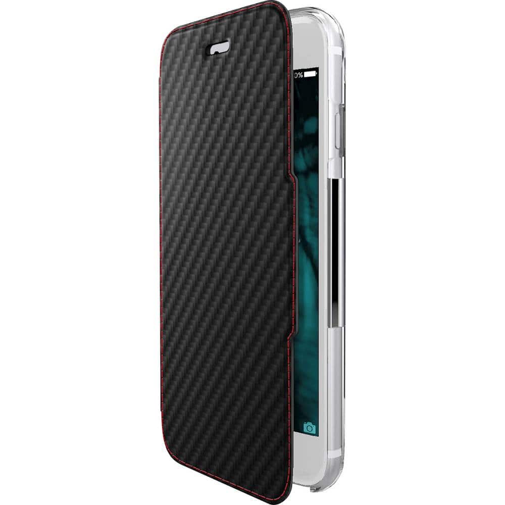 X-Doria - Engage Folio Case for Apple® iPhone® 7 - Faux Carbon Fiber - Larger Front