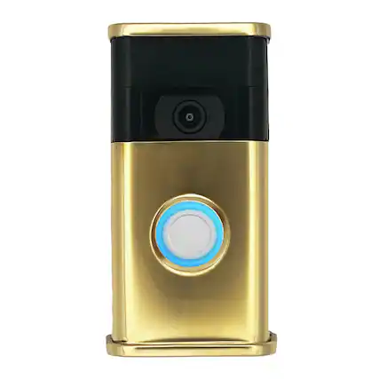 Front. Michael Healy - Traditional Video Doorbell Cover (Ring 2nd Gen) - Polished Brass.