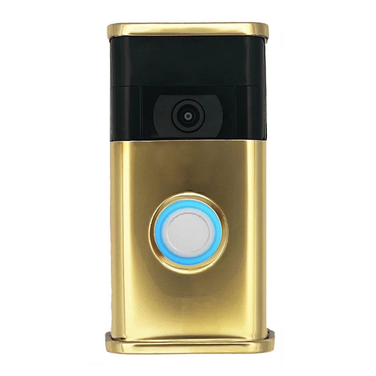 Front. Michael Healy - Traditional Video Doorbell Cover (Ring 2nd Gen) - Polished Brass.