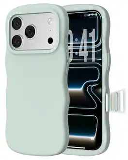 Ornarto - for iPhone 17 Pro Case 6.3", Wavy Liquid Silicone Protection Case with Camera Control Button - Light Green