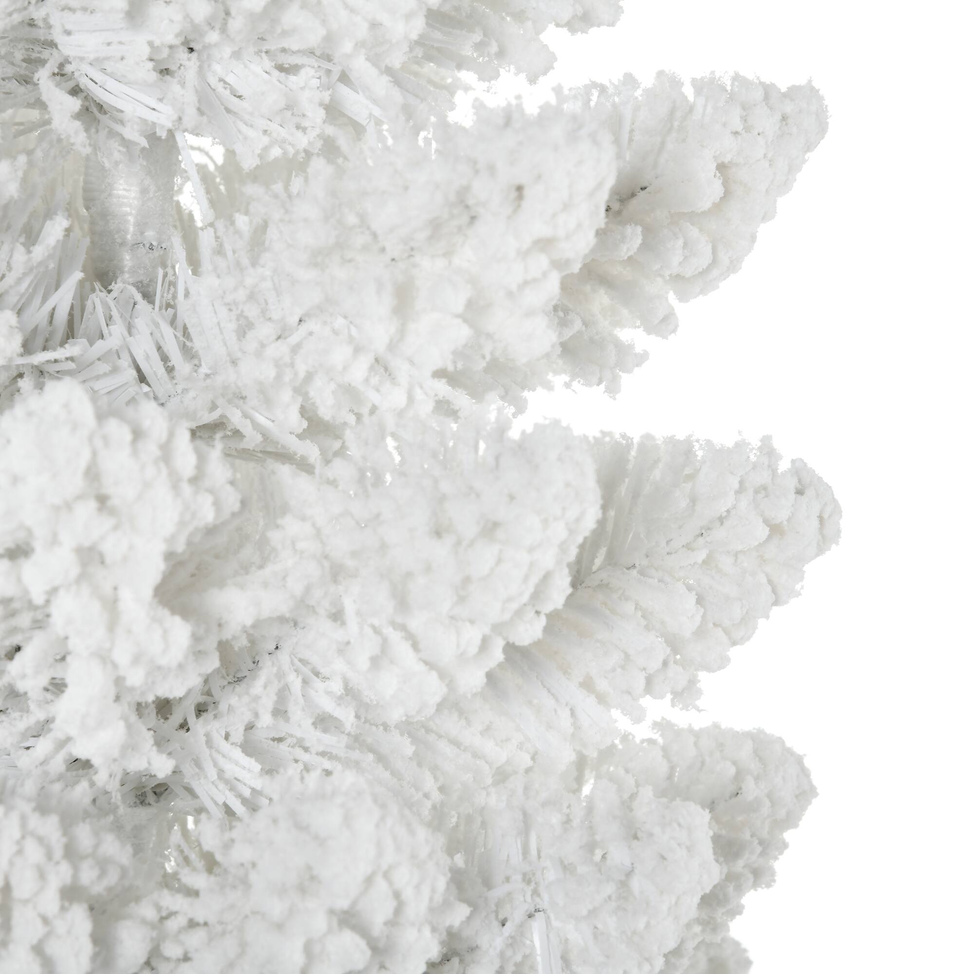 Alt View 8. Homcom - Snow Flocked Artificial Pencil Christmas Tree, Slim, Realistic Branches, Plastic Base Stand, Indoor - white.