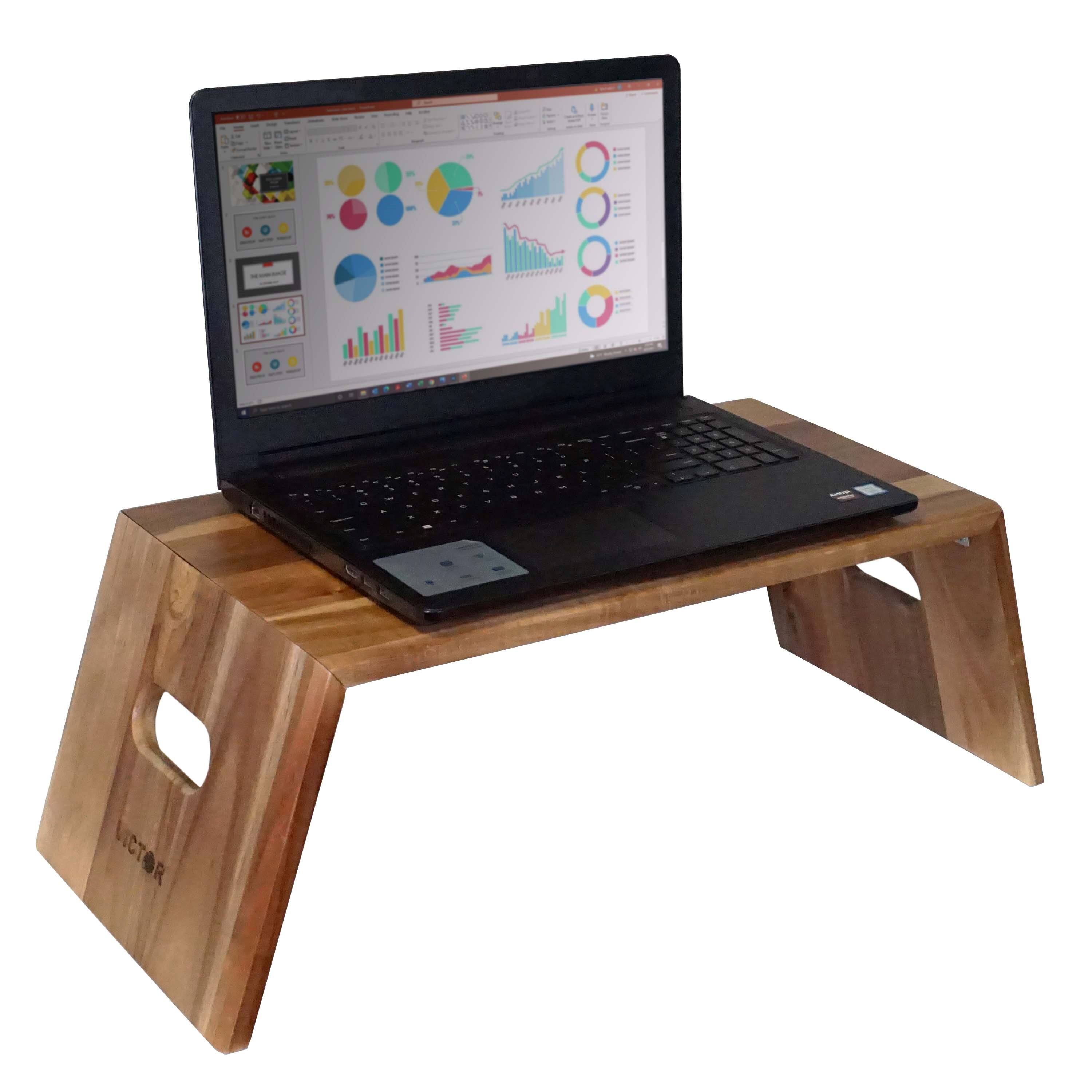 Alt View 12. Victor - Portable Folding Acacia Wood Laptop Desk - Brown.