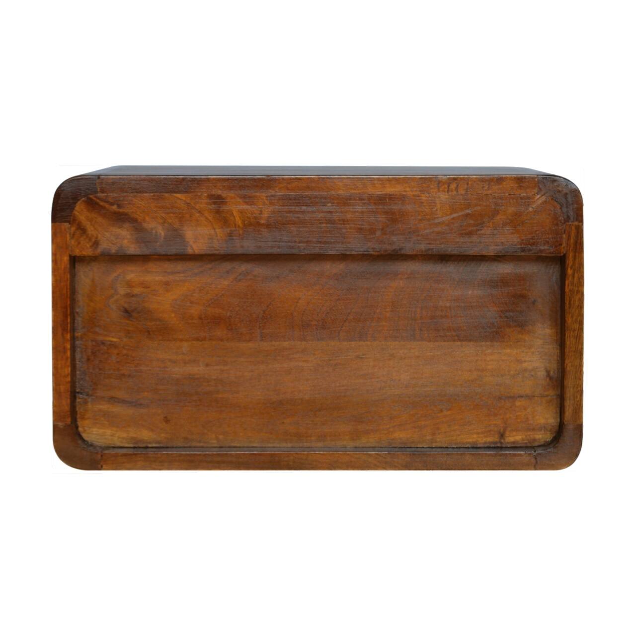 Alt View 5. Artisan Furniture - Artisan Furniture Solid Wood Floating Curved Chestnut Nightstand, 2 Drawers, Brown - Chestnut.