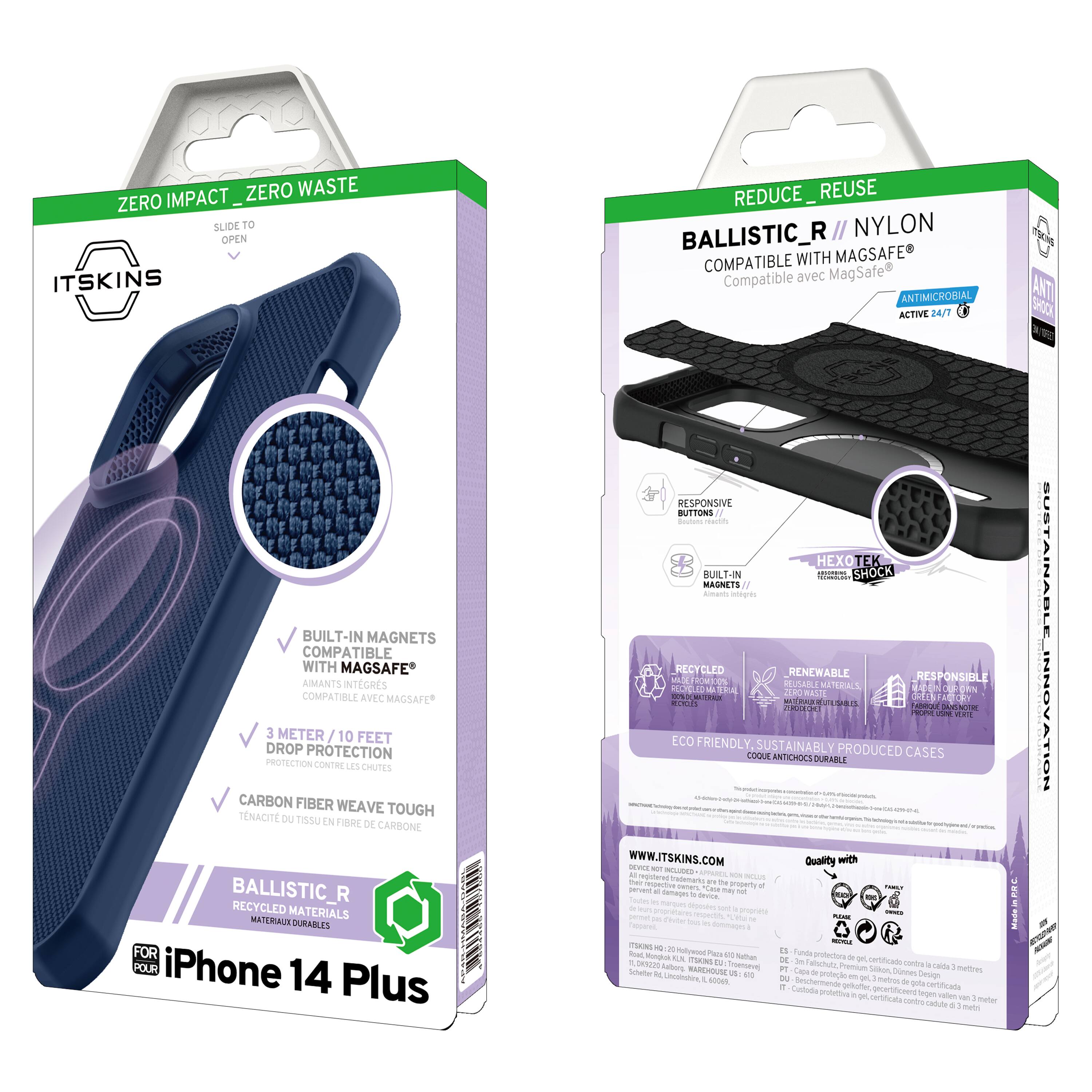 Alt View 3. Itskins - Ballistic R Nylon MagSafe Case for Apple iPhone 14 Plus.