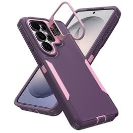 Dteck - For Samsung Galaxy S24 Ultra Rugged Case, Heavy Duty Dual Layer Shockproof Lens Kickstand Drop Protection Cover - Purple