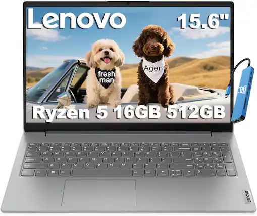 Front. Lenovo - V15 Gen 4 15.6" FHD Laptop - AMD Ryzen 5 with 16GB Memory - 512GB SSD - Numeric keypad - Windows 11 Pro - Gray.