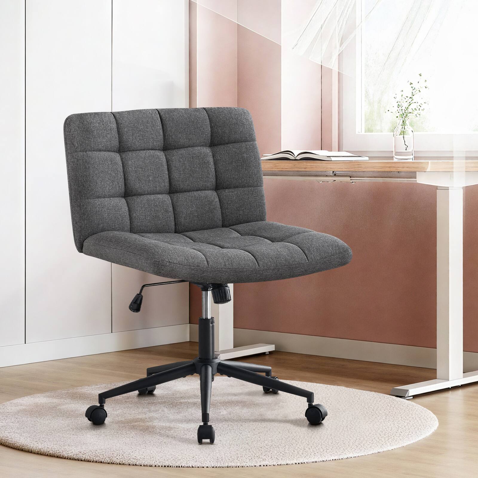 Back. Spaco - Spaco Executive Office Armless Ergonomic Chair, Adjustable Lumbar Support, Height and 361 Swivel,for Home Office Study - Dark Gray.