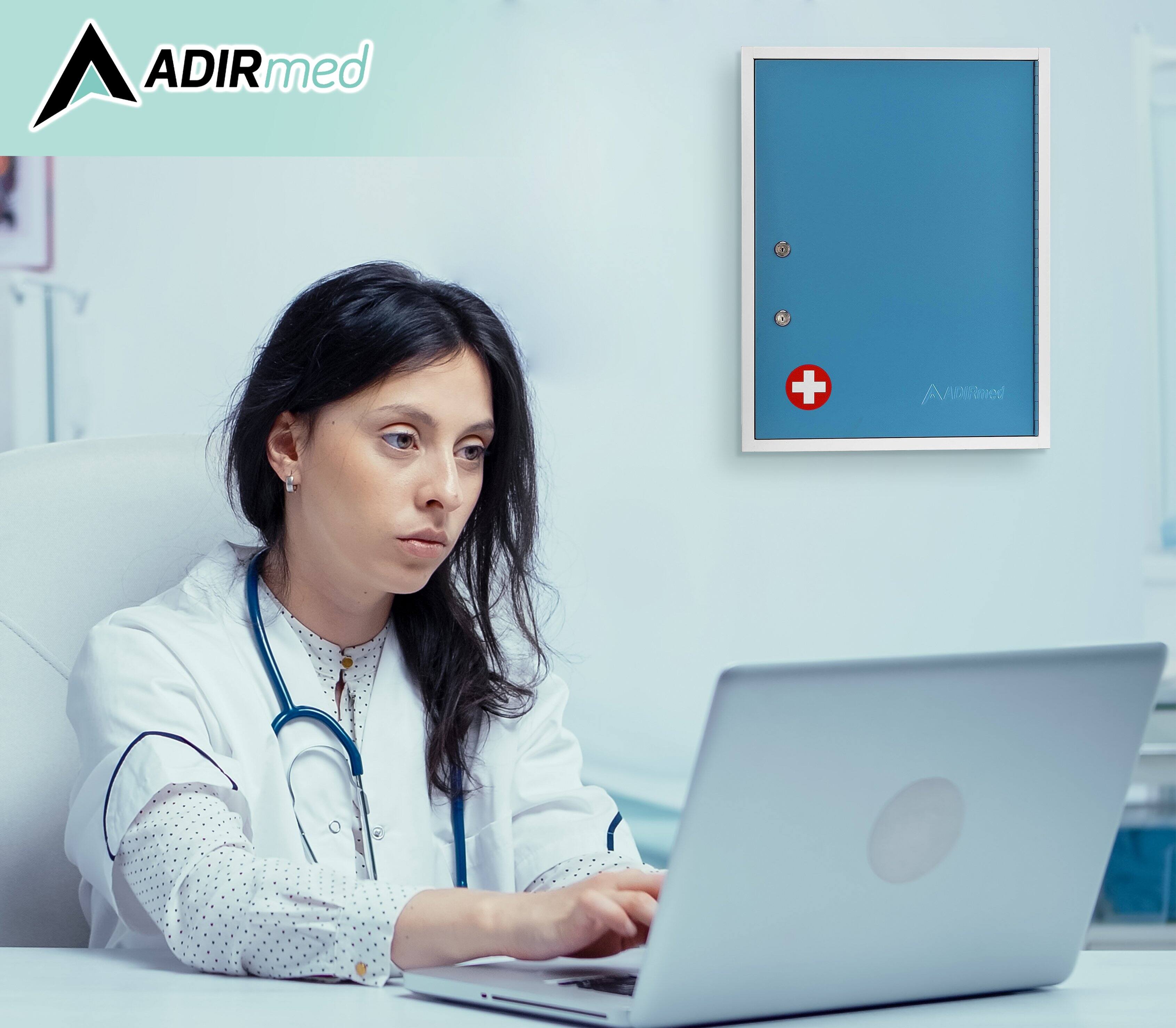 Alt View 7. Viva Comfort - Large Surface Mount Bathroom Medicine Cabinet with Dual Lock - Blue.