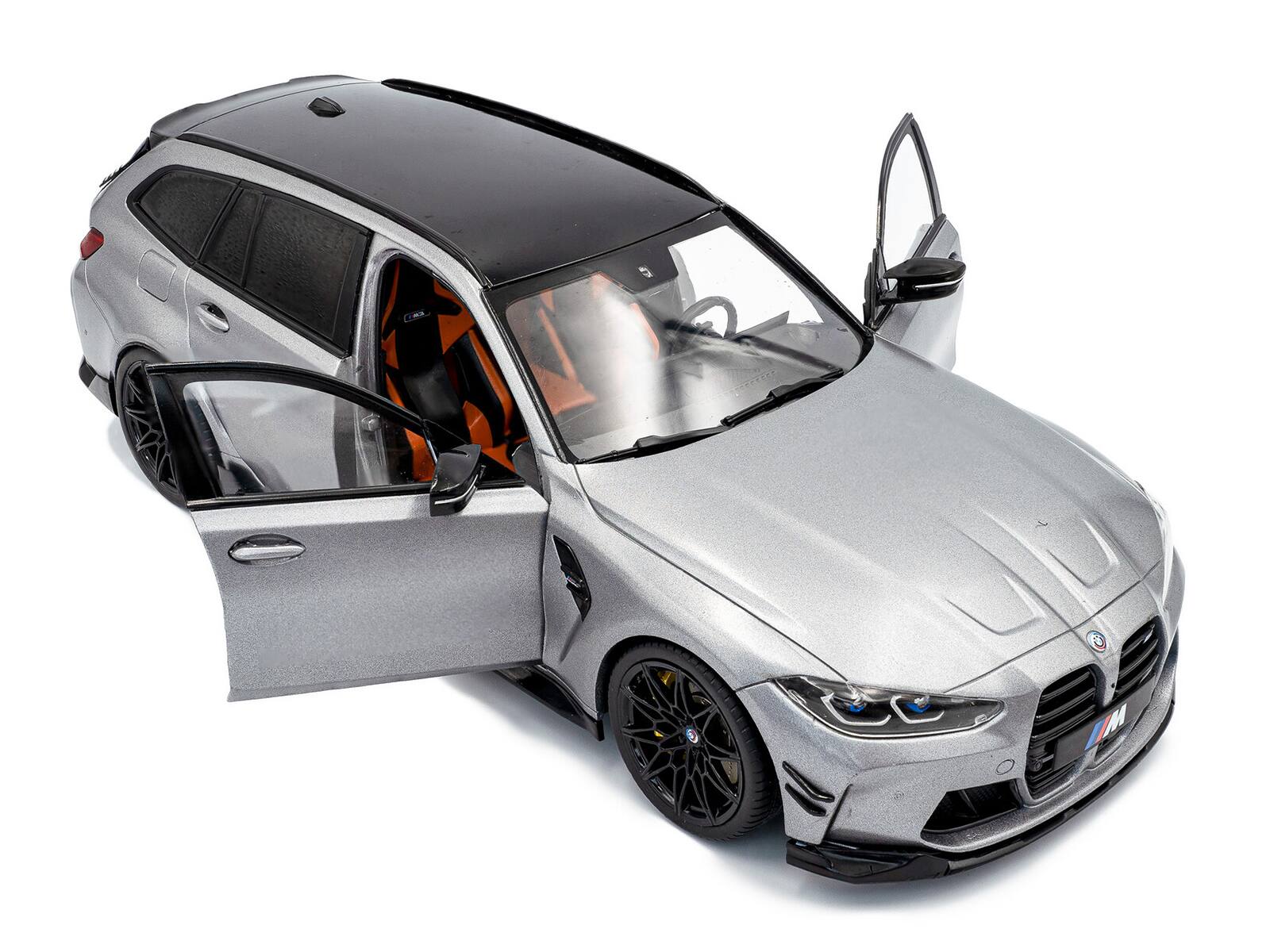 Alt View 1. Solido - 2024 BMW M3 Competition M xDrive Touring Frozen Pure Gray Metallic with Black Top 1/18 Diecast Model Car by Solido.