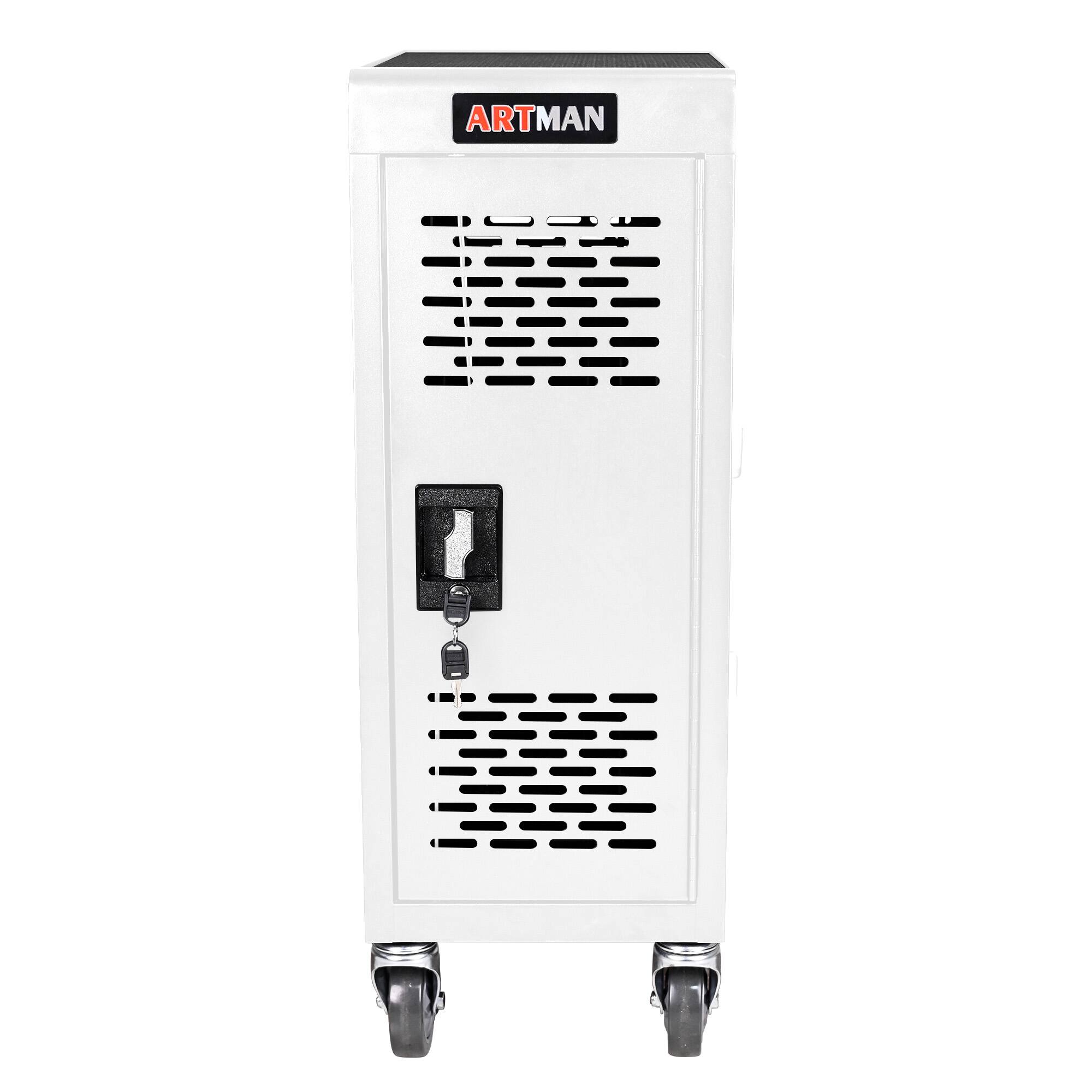 Front. GOODSILO - 16-Compartment Locking Charging Cabinet for Laptops & Chromebooks - White.