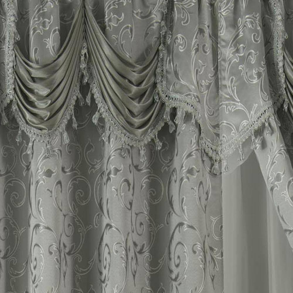 Left. RT Designers Collection - Franklin 2-Piece Rose Grommet Curtain 54" x 84" Silver by Rt Designers Collection - Silver.